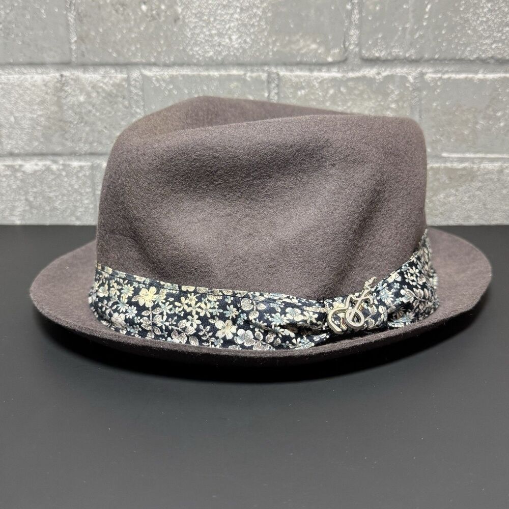 Carlos By Carlos Santana KGSAN371 Gray Wool Felt Fedora Hat Medium Floral Mens